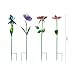 Ivy Home Metal Flower Garden Stake Cute Metal Flower Stick Art Ornament Decor Spring Floral Outdoor Flower Garden Stakes, 4 Pcs