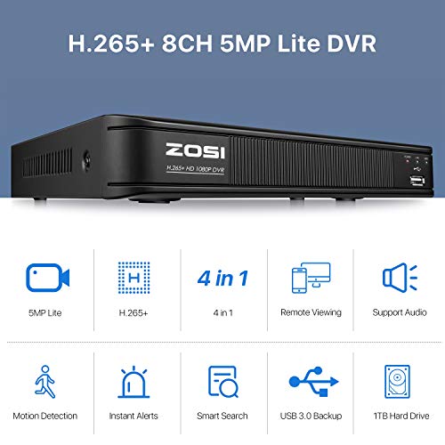 ZOSI 1080P H.265+ Home Security Camera System,5MP Lite 8 Channel CCTV DVR Recorder with Hard Drive 1TB and 8 x 1080p… - Image 4