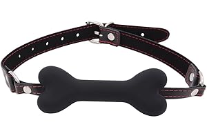 Tabuy Ball Gag Bondage Silicone Leather Dog Bones Gag Mouth Pet Bone Bite Mouth Gag BDSM Fetish Slave Restraints Sex Toys (Bl