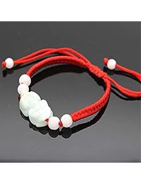 MANRUO La mejor pulsera de hilo rojo Feng Shui con cuentas de color Jade Pi Xiu Pi Yao con amuleto de la suerte