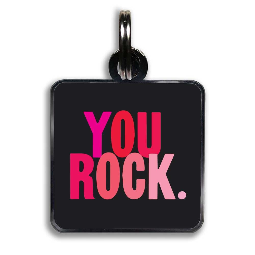 Quotable Pet Collar Charm, You Rock, Saying, Hard Enamel and Black Nickel Plating