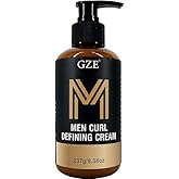 GZE Men's Curling Cream for Natural Curls - Curl Defining Styling Cream with Shea Butter, Long Hold & Frizz Control - Lightweight Non-Greasy Formula