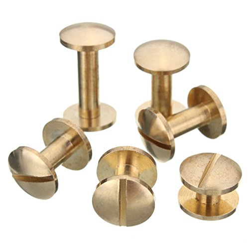 SummerHome Solid Brass Screw Arc Head Button Stud Nail Screw Back Spots for Leather Belt Purse Handbag DIY - 12mm,Pack of 20