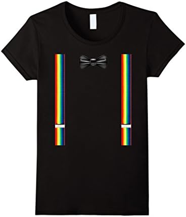 Womens Suspenders and bowtie clown costume T-shirt Small Black