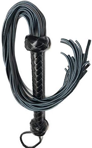 Kiko Pets TM Premium Quality Leather Flogger Crop, 20 Genuine Soft Leather Tails 19" Long, Wrapped Black PU Leather Handle Grip 9" Wrapped, Premium Horse Riding