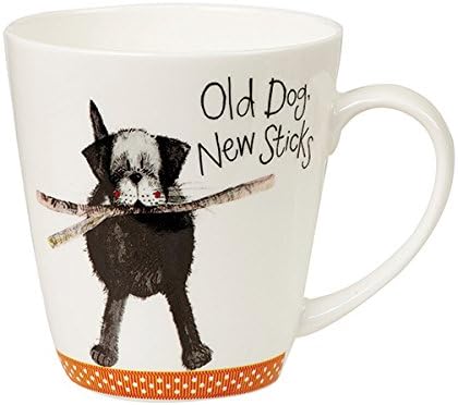 Alex Clark AC Sparkle Cherry Mug Old Dog New Sticks 360ML OP STK 6, Bone China, Multi-Colour, 8.9 x 8.9 x 9.5 cm