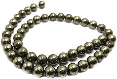 TheTasteJewelry 4mm Round Pyrite Beads 15 inches 38cm Jewelry Making Necklace Healing