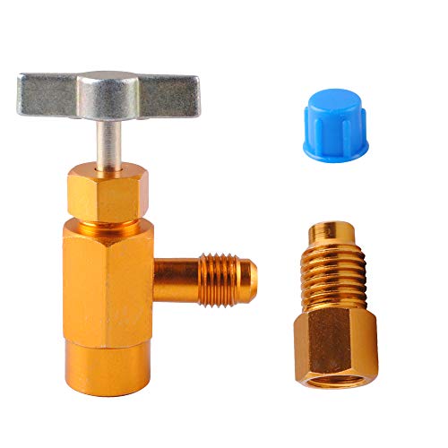 Wadoy R134A Can Tap with Tank Adapter for Refrigerant Dispenser 1/4 and 1/2 AC Charging Hose