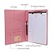 Pink Padfolio Clipboard Portfolio Folder with Pen - Geila PU Leather Resume Portfolio - Interview/Legal Document Organizer & Conference Folder for Business School Office - with 8.5 x11In Writing Pad