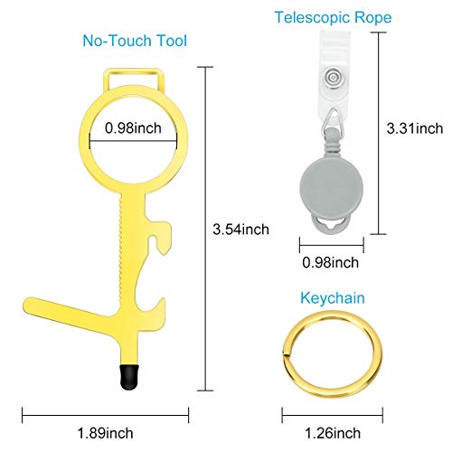 NoTouch Door Opener Tool Kit, Contactless Brass Clean Key for Button