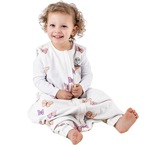 Woolino 4 Season Baby Sleep Bag with feet, Merino Wool Walker Sleep Sack, 18-36m, Butterfly