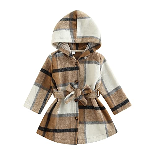 Toddler Baby Girl Fleece Dress Coat Long Sleeve Button Down Plaid