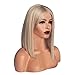 DOINSHOP Straight Bob Hair Cut Blonde Wig Density Remy Human Hair Blunt Cut Brazilian Wig for Women 14 inch