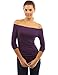 PattyBoutik Women's Off Shoulder Ruched Side Long Sleeve Blouse (Dark Purple S)