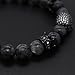 POSHFEEL Gun Black Crown Spacer Cubic Zirconia Spartan Skull Bracelets for Men 8mm Stone Beads, 7.7