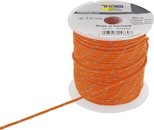 Triuso Reflective Safety Reflector Rope Diameter 2 mm / 50 m Orange