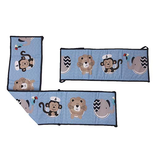 Amomo Crib Bumpers Breathable Baby Bumper Pads 4 Piece for Baby Girl Boy (Blue-Animals） - Thumbnail 4