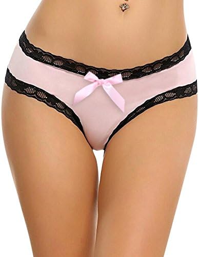 HeyMay Cute Lace Sexy Underwear Women with Bow-Tie Ladies Crothchless Panties Bottom Sexy Thongs for Women Lingerie