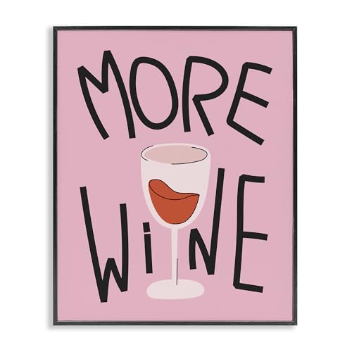 Stupell Industries More Wine on Pink Black Framed Giclee Art Design by House of…