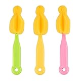 Ecosin 3Pcs Sponge Nipple Brush Baby Feeding Bottle Brush Sponge Cleaner Straw Nipple Cleaning Washing Tool