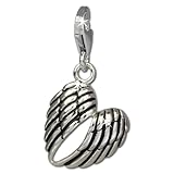 SilberDream Charm angel wings blackened 925 Sterling Silver Pendant Lobster Clasp FC824
