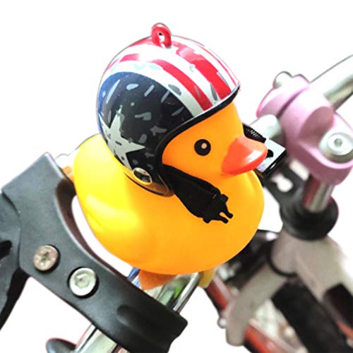 GOCOHHI Kids Bike Horn Cute Bicycle Lights Bell Squeeze Horns for Toddler Children Adults Cycling Motorcycle Yellow Duck Light Rubber Duck Helmet Toys (Blue, Duck+Helmet) - Thumbnail 6