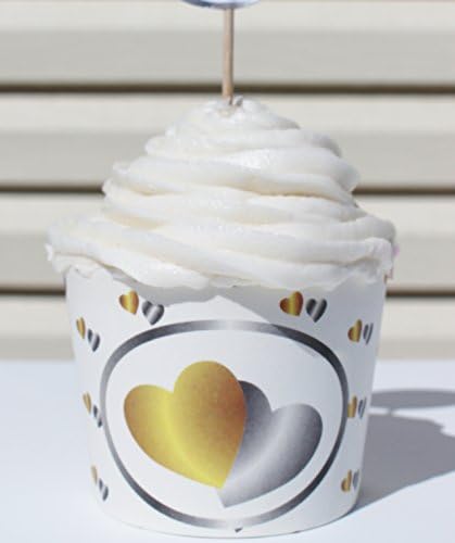 Wedding - Hearts - Cupcake Wrapper/ Disposable Baking Cups 25 pack.