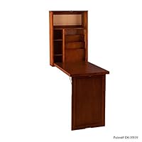 Southern Enterprises Fold Out Convertible Desk 22" Wide - Wall Hanging Space Saving - Walnut Finish