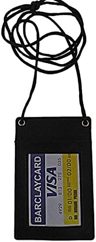 Leather Neck Pouch with ID Window - Black