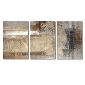 Brown and Beige Painting - Canvas Art Wall Art - 16"x24"x3 Panels