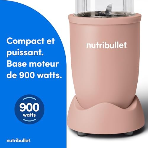 Pro 900 - Blender Personnel Multifonction, Smoothie, Fruits et Légumes, Compact, Facile à Utiliser et Nettoyer, Extraction Nutriments, 900W, Rose Mat Minéral (NB904MACL)