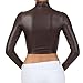 Sakkas 687121 Matte Liquid Mock Neck Turtleneck Long Sleeve Crop Top - Made in USA - Brown - L