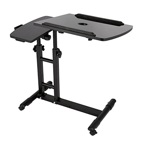 Utheing Mobile Laptop Desk Cart Height Adjustable Rolling Cart Table with Wheels for Bed Sofa (type1)