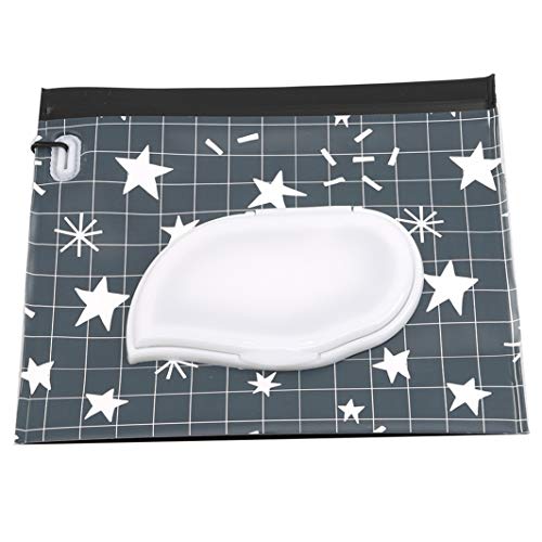YouCY Stars Leaves Clean Wipes Carrying Bag Cosmetic Pouch Reusable Wipes Container Dispenser Travel Wet Wipe Case for Women Girl,Stars - Thumbnail 3