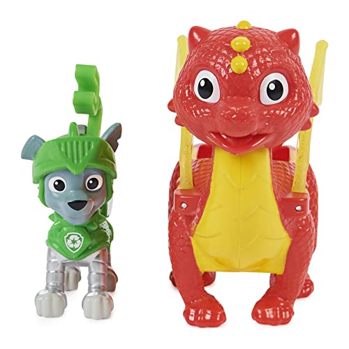 Paw Patrol, Rescue Knights Rocky and Dragon Flame Action Figures Set