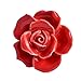 eoocvt 10pcs Ceramic Vintage Floral Rose Flower Door Knobs Handle Drawer Kitchen + Screws (Red)