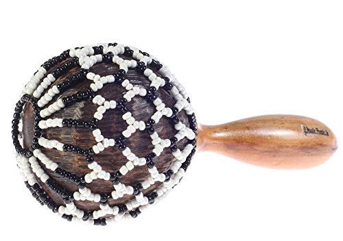 Music People Coconut shell CABASA (KABASA) hand Percussion Instrument for Rhythms/Sound effects Handmade Organic Coconut Shell with Small beads