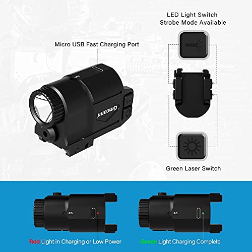 Gmconn Tactical Gun Light and Green Laser Sight Combo 650 Lumens