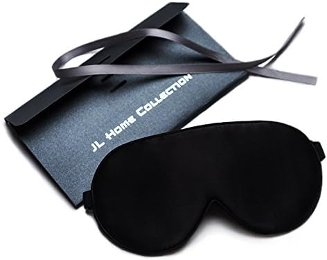 100% Silk Sleep Mask for Women &amp; Men, Eye Mask for Sleeping with Adjustable Strap, Blindfold, Rest Black