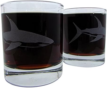 Great White Shark | Etched Whiskey Glass