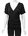 Made By Johnny MBJ WT1118 Womens V Neck Short Sleeve Wrap Front Drape Dolman Top XXXL Black