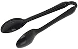 Party Ready Reusable Plastic Spoon Tongs Serveware, Black, 10