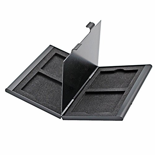 Foto&Tech BLACK Aluminum Memory Card Carrying Case 4 Slots for Compact Flash Card Lexar SanDIsk Kingston Sony
