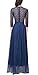 FORTRIC Women 3/4 Sleeve Top Lace See-Through Back Wedding Maxi Bridesmaid Dress