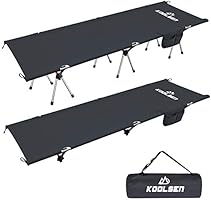 KOOLSENコット キャンプ アウトドアコット 折りたたみ バッグインベッド アウトドアベッド コンパクトコット 軽量 防水 高耐荷重 高度調節可能 収納ケース付き (ブラック)
