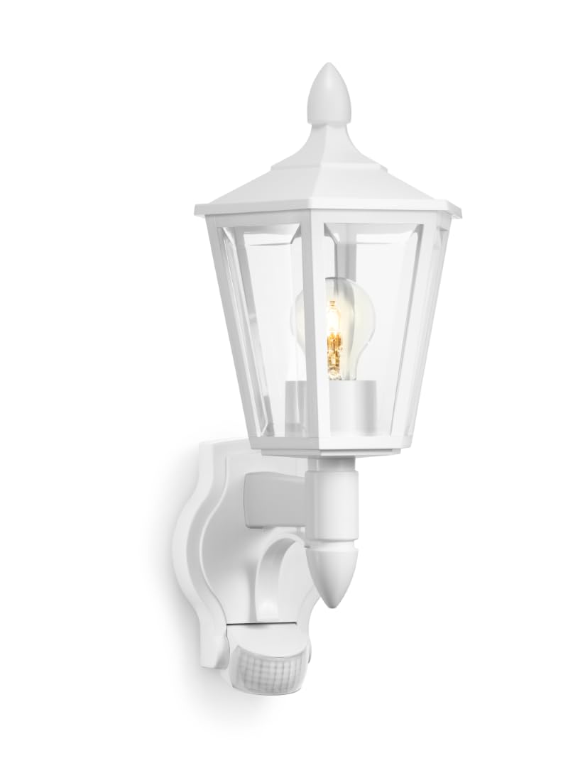 Steinel Outdoor Wall Light L 15 S white- 180° Motion Sensor, 10 m Reach,max. 60 W, Classic Design, for Entrance and Fronts