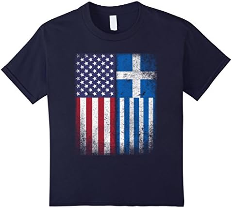 Kids American Greek Flag T-shirt Hellas Heritage Greece Pride 6 Navy