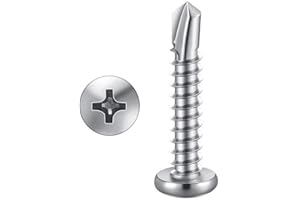 MOYOCODI #6 x 1/2" (100 Pack) Stainless Steel Pan Head Self Tapping Screws Phillips Head Self Drilling Screws Sheet Metal Screws, 410 Stainless Steel