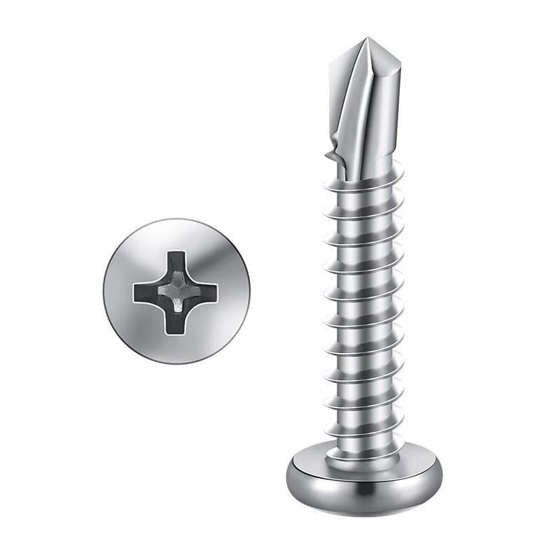 Photo 1 of #8 x 1-1/2" (100 Pack) Stainless Steel Pan Head Self Tapping Screws Phillips Head Self Drilling Screws Sheet Metal Screws, 410 Stainless Steel