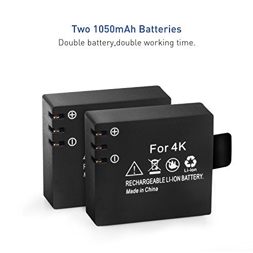 Crosstour Action Camera Battery Dual Rechargeable 1350mAh Batteries